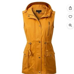 Zenana Outfitters Small Hooded Adjustable Drawstring Utility Jacket Vest